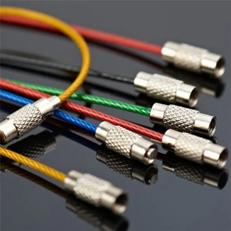 Móc Khóa Dây Thép Không Gỉ, 5 Cái, Dây Cáp, Vòng Chìa Khóa, Dây Chuyền Ngoài Trời, Đi Bộ Đường Dài, Thời Trang 5
