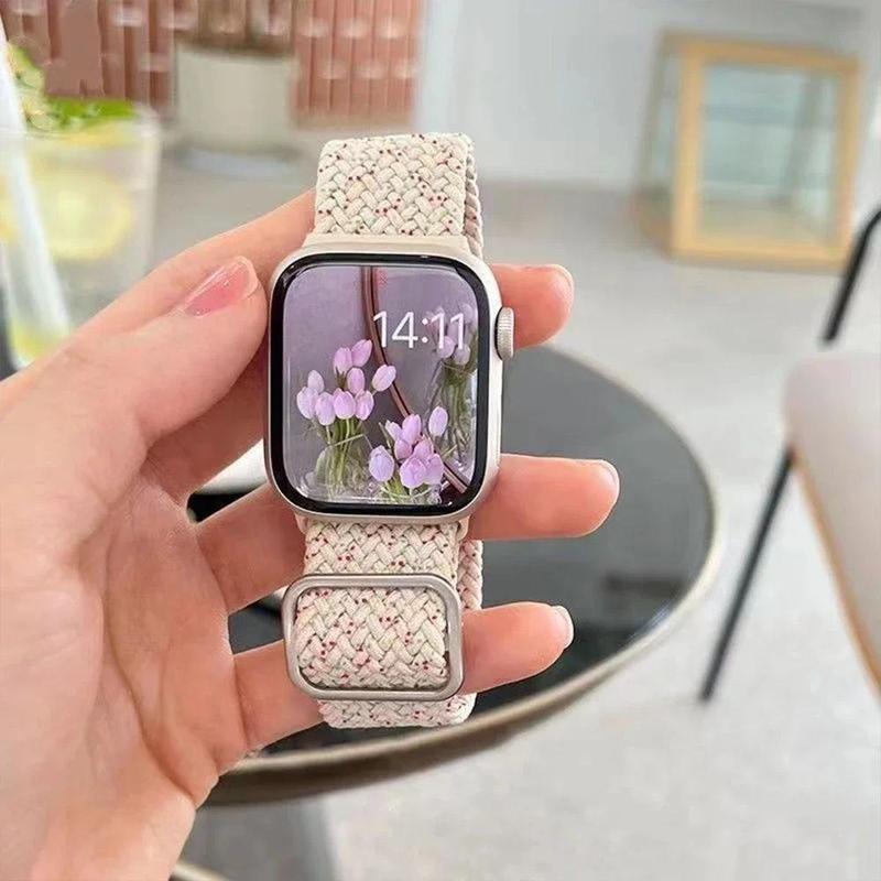 Product Introduction of Cute Korean Braided Strap + Apple Watch Strap Case 49mm 41mm 45 44 38 42 Nylon Bracelet for iWatch Series 9 8 7 6 5 4 3 SE 40 Accessories Wearable Protective 27
