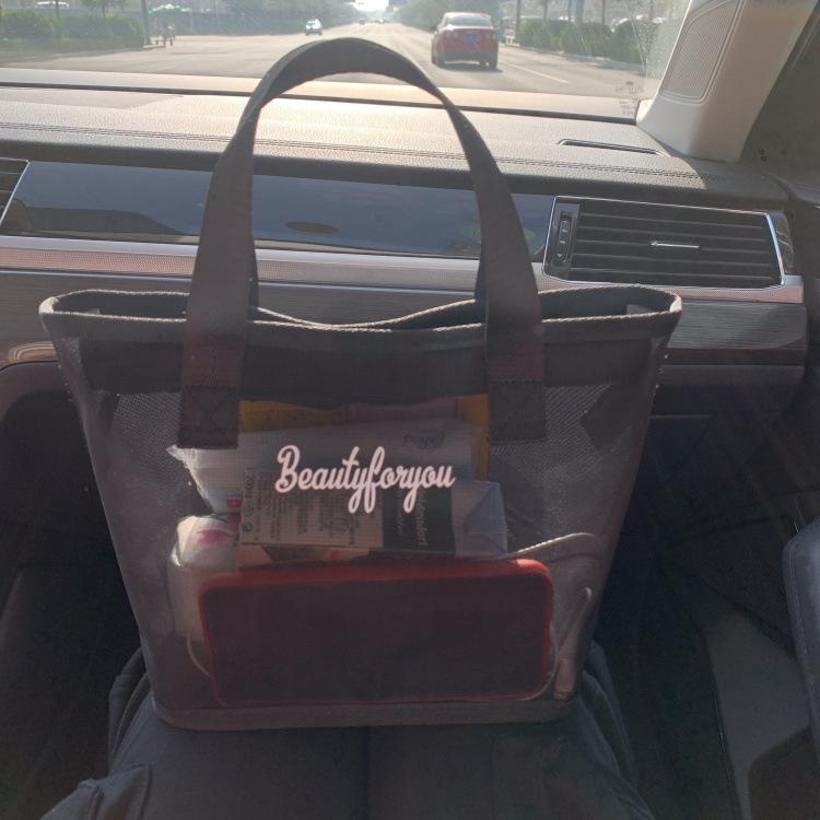 Product Introduction of New Korean Style Is Hollow out See through Mesh Portable Cosmetic Bag Large Capacity Wash Bag for Working Women's Handbag Mom 21