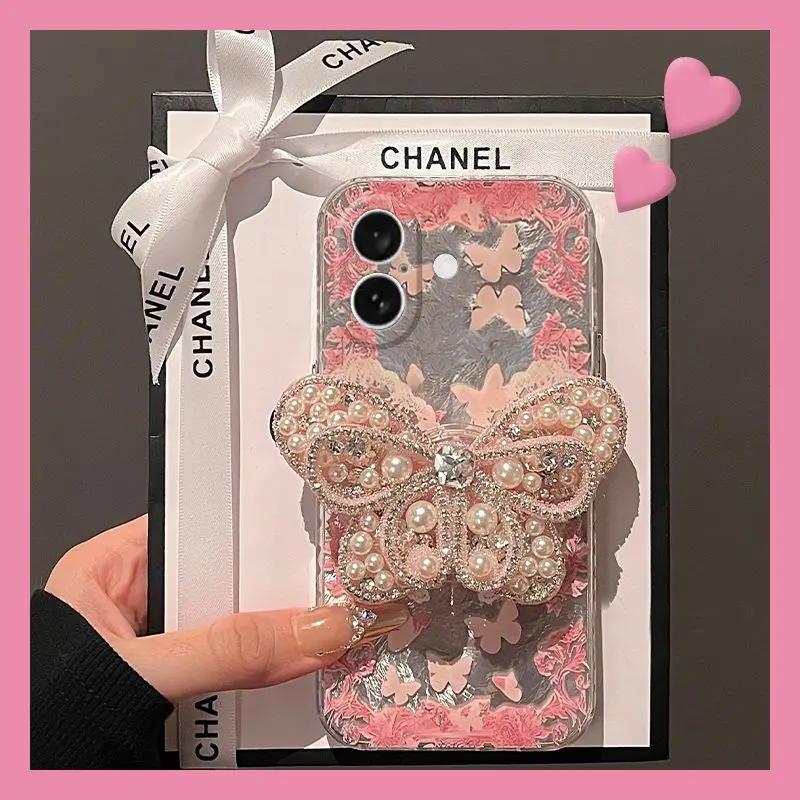 Ốp Điện Thoại iPhone 16 Pro Max, Tương Thích Với iPhone 15, Cảm Giác Siêu Cao Cấp, Màu Hoa Hồng Và Bướm P, Ốp Lưng, 13 Mini Phụ Kiện