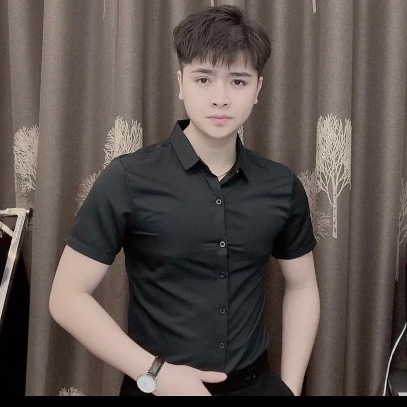 Áo sơ Mi ngắn tay, form body, chất liệu lụa