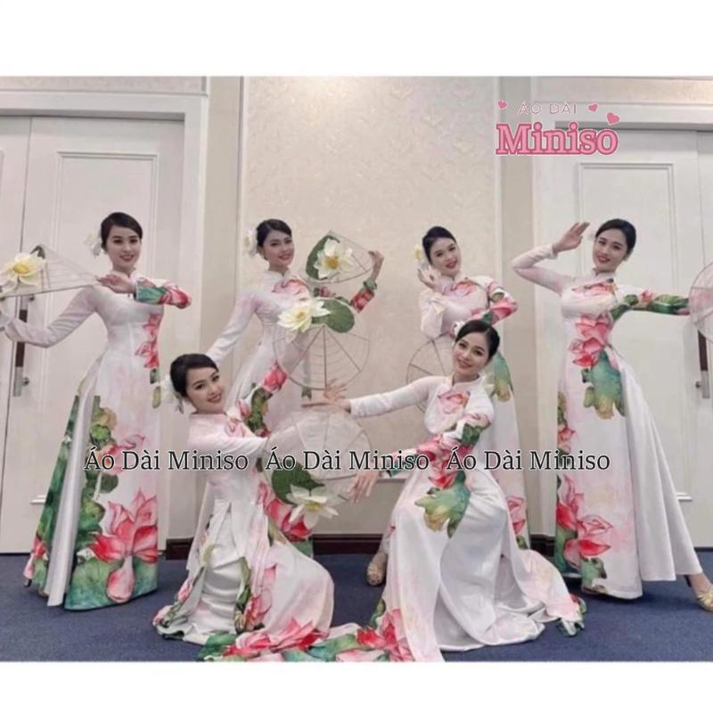  {Có ship hoả tốc} - Đồng phục áo dài hoa sen đẹp 