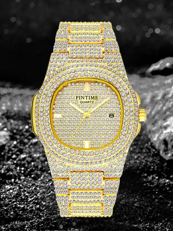 Women's Elegant Rhinestone Decorated Analog Quartz Watch, Fashionable Luxury Round Dial Calendar Watch for Women & Girls, with Box 6