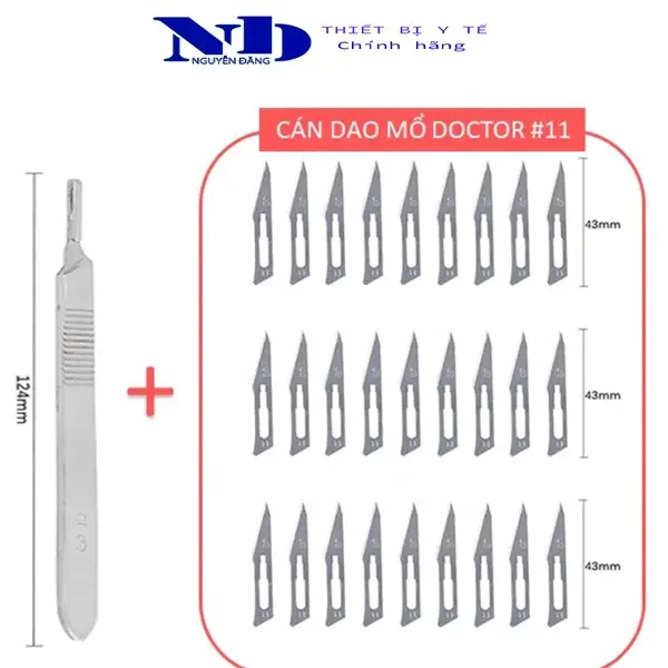 Cán dao mổ y tế số 3 Kèm 20 lưỡi dao mổ số 11