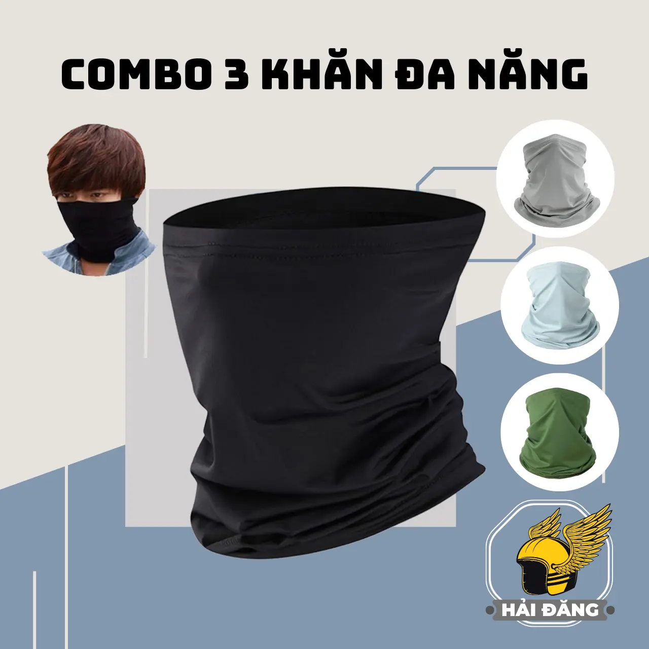 COMBO 3 khăn chống nắng đa năng Napoli đi phượt 2 lớp thoáng khí, tiện dụng - nhiều màu