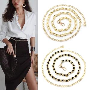Elegant Korean Pearl Chain Belt Women's Metal Thin Waist Pearl Adjustable Dress Belt Decoration