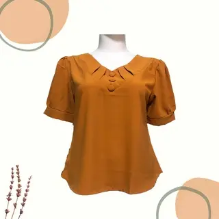 ÁO TRUNG NIÊN NỮ, kiểu 3 nút sang trọng, Cổ chữ V Kem Women Top