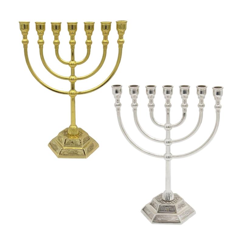 Product Introduction of Candle Holder Traditional Jewish Menorah 7 Branch Candle Stick Jerusalem Temple Candle Holder Israel Centerpiece Decor 55