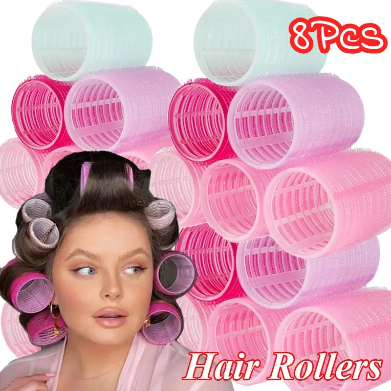 2-8Pcs Candy Color Self-Grip Hair Rollers Hair Curlers No Heat Hair Bangs Volume Self-adhesive Hook Curlers DIY Styling Tools