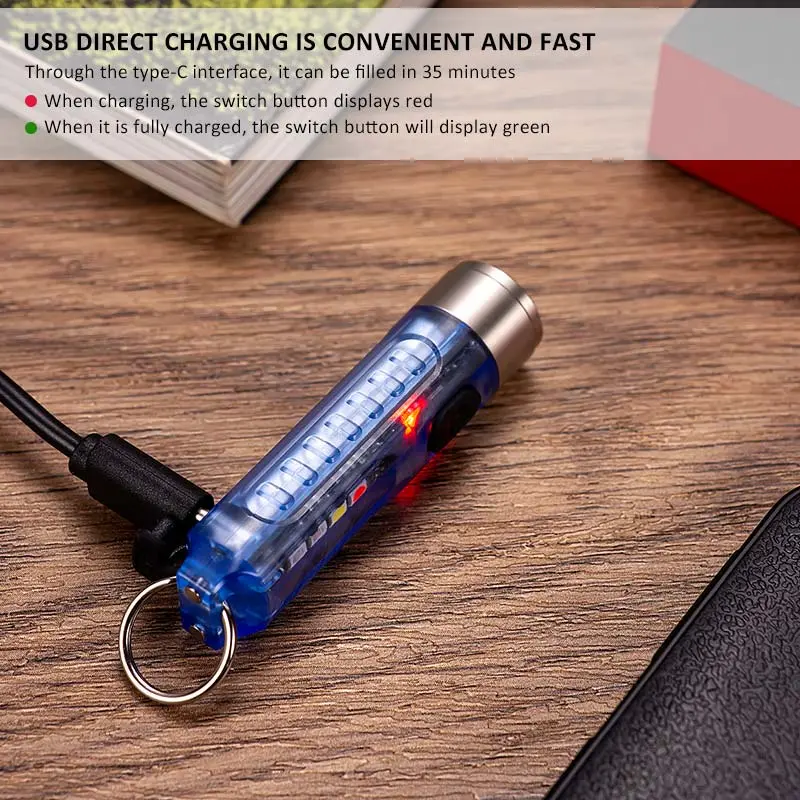 Móc khóa đèn pin mini bằng nhựa quang thông 400 lumen nhỏ gọn 2