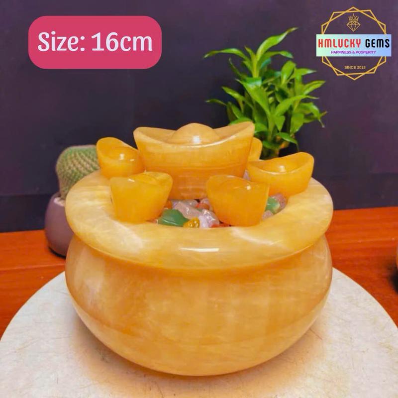 Product Introduction of Bát Tụ Bảo , Bát Tụ Bảo Tài Lộc, Bát Minh Đường Tụ Thủy, Đá Ngọc Hoàng Long Màu Vàng, Nhiều Kích Cỡ 3