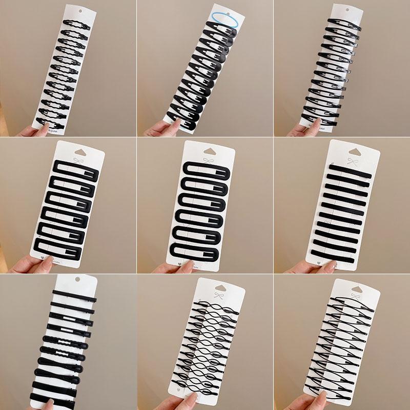 Bộ Kẹp Tóc Kim Loại, Màu Đen, Dành Cho Nữ, Phong Cách INS, Thiết Kế Đơn Giản, Thích Hợp Cho Tóc Mái Và Tóc Mái, Kẹp Bb, Phụ Kiện Đội Đầu, Kẹp Tóc Mái Mỏ Vịt