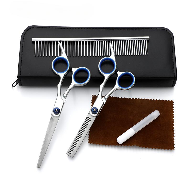 Product Introduction of Dog Crooming Scissors Set WithSafety UP/Down Curved/ Straight Tips, Sharp And DurableTitanium Coated Professional DogGrooming Kit For Dog Cat 5