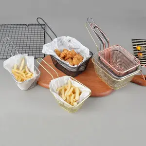 YHOME Keranjang Holder Kentang Goreng Mini Bahan Stainless Steel/saringan gorengan kentang/keranjang saji Y104
