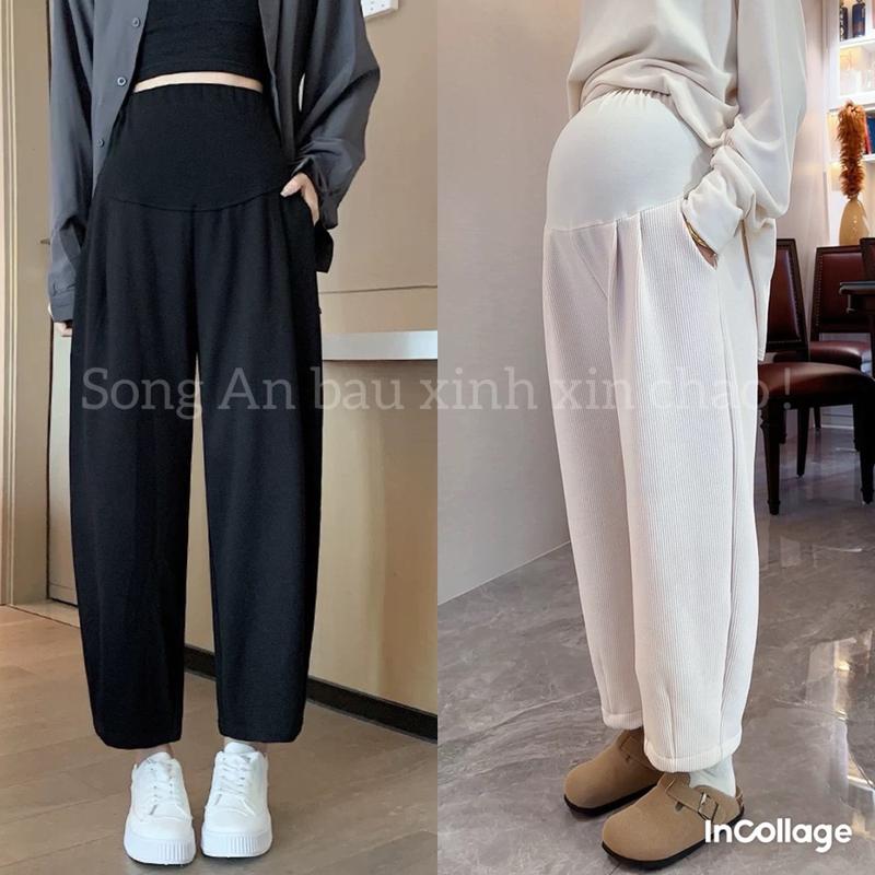 Quần nỉ bầu dáng baggy thụng dáng bom mặc thu đông ấm áp mềm mại co giãn bigsize