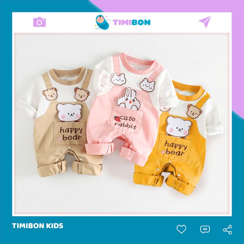 Bodysuit Dài Tay Cho Bé Trai Bé Gái Body Yếm Thu Đông Đính Gấu Thỏ Sư Tử Mẫu Quần Áo Trẻ Em Liền Thân – BDD70