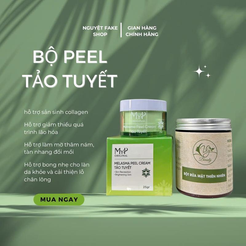  BỘ KEM PEEL DA TẢO TUYẾT - Gồm Kem Peel da 25gr + Bột rửa mặt 150gr 