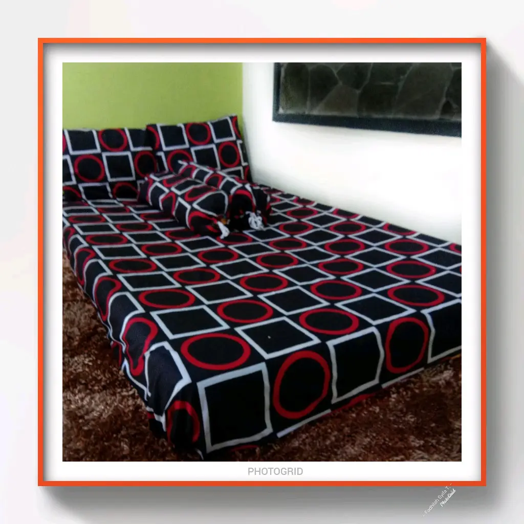 Sprei Katun Motif Kotak Hitam 90x200 120x200 160x200 180x200 200x200
