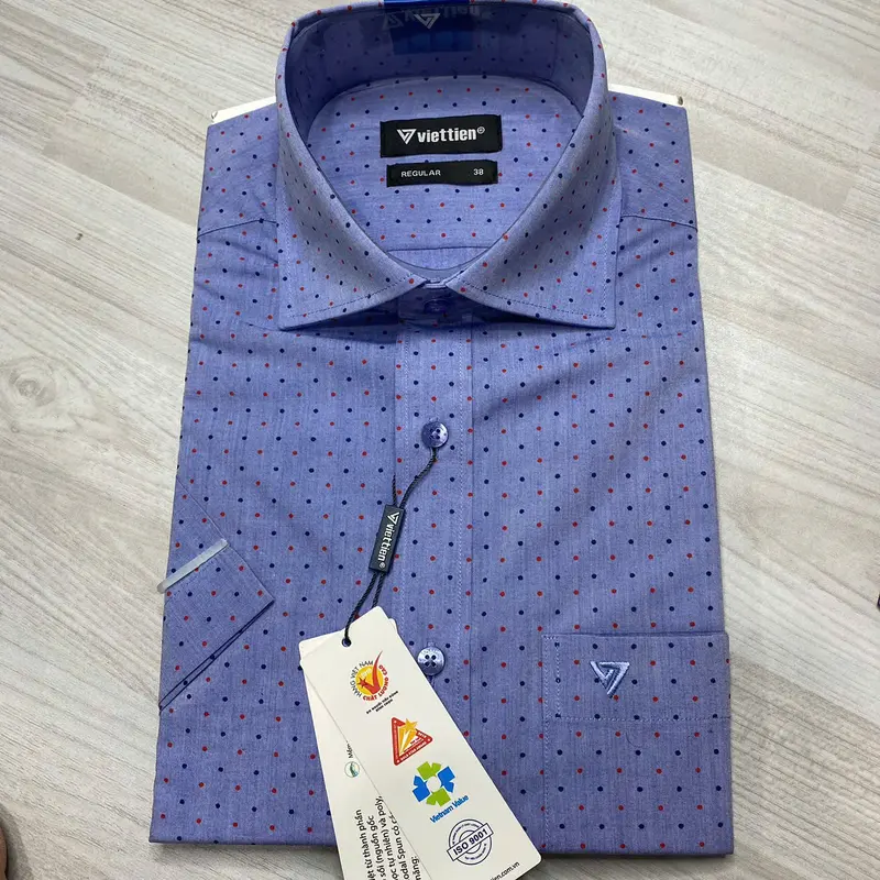 Áo sơ mi nam việt tiến fom regular vạt bầu lẻ size sale đồng giá 299k 6