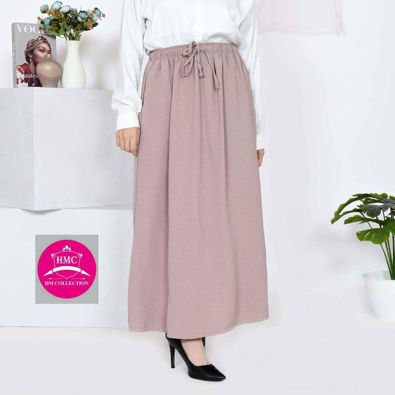 Rok  Panjang CRINKLE Airflow / Dayli Rok JUMBO / Rok Crinkle Murah Serut Tali Terbaru  Muslim Wanita Dewasa Katun 0