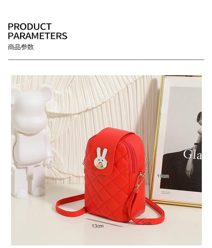 Product Introduction of Ladies Phone Bag High-Grade Special-Interest Design Embroidered Rhombus Rabbit Lock Shoulder Messenger Bag 17