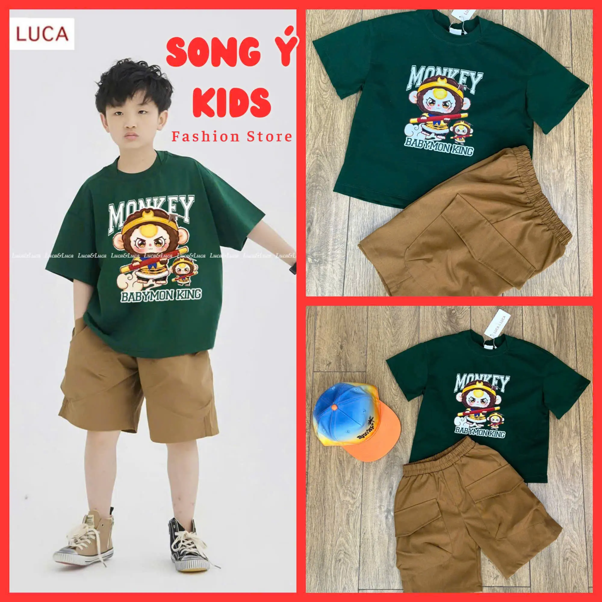 Set Áo thun Cotton quần Kaki cho bé trai{ Luca & Luca }