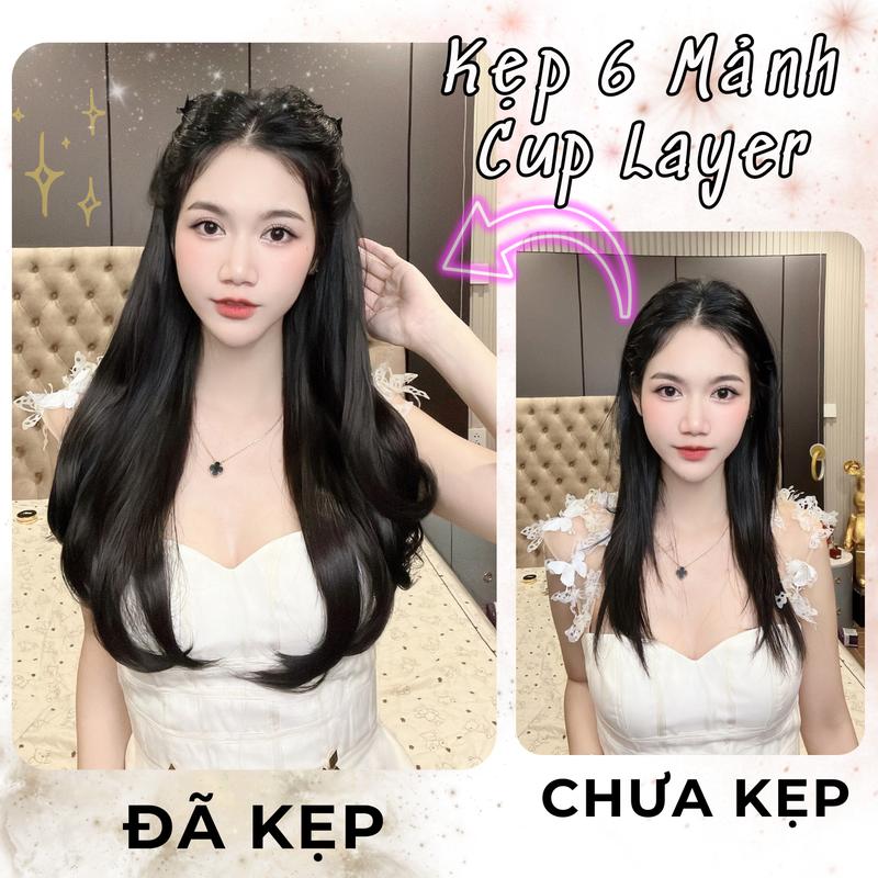 Tóc Kẹp 6 mảnh Cụp chữ C tơ hàn tóc giả 6 phím YD6MCL Women Wig