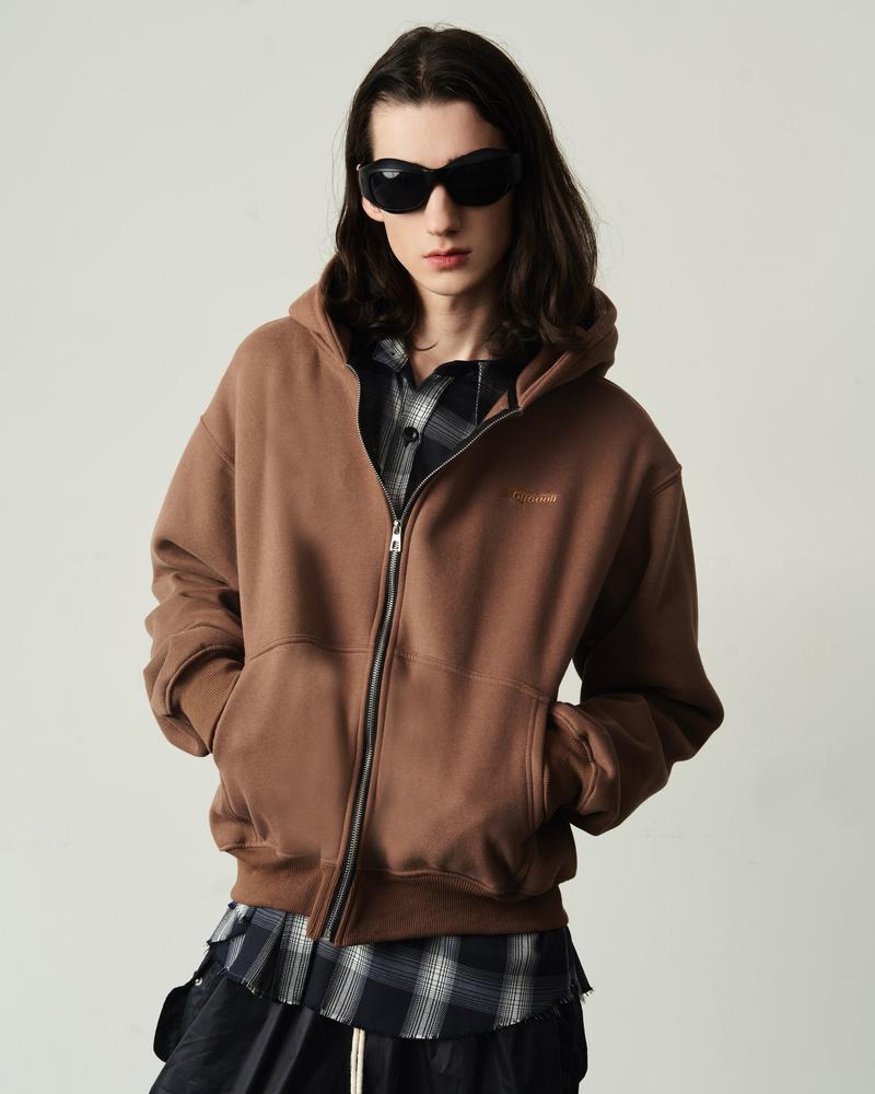 Product Introduction of Hoodie Boxy Zip Gucoon | Áo Hoodie Boxy Nam Nữ Kéo Khóa Dài Tay Unisex Basic Top Menswear Đen Nâu Women 7