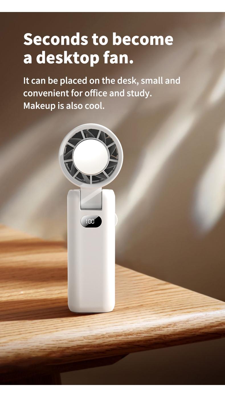 Product Introduction of Handheld small fan High speed powerful semiconductor cold air leafless spray refrigeration Small air conditioner Small mini turbine Portable portable charging Silent electric fan cooling magic weapon fan  portable 9