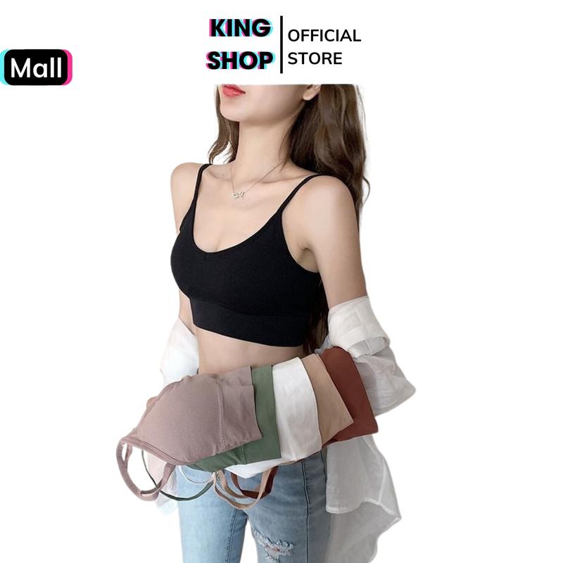 Áo Bra Len Tăm - Áo Ngực nữ Lưng Chữ U - Kèm Mút Đệm Mỏng KING SHOP B367 Women Kem Xanh áocon nữ ômngực