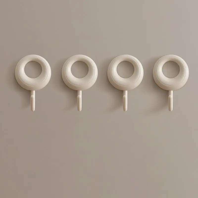 Wall Mounted Hook (4 Counts/set), Punch-free Self Adhesive Hook, Strong Adhesive Hook for Home Living Room Bedroom Bathroom