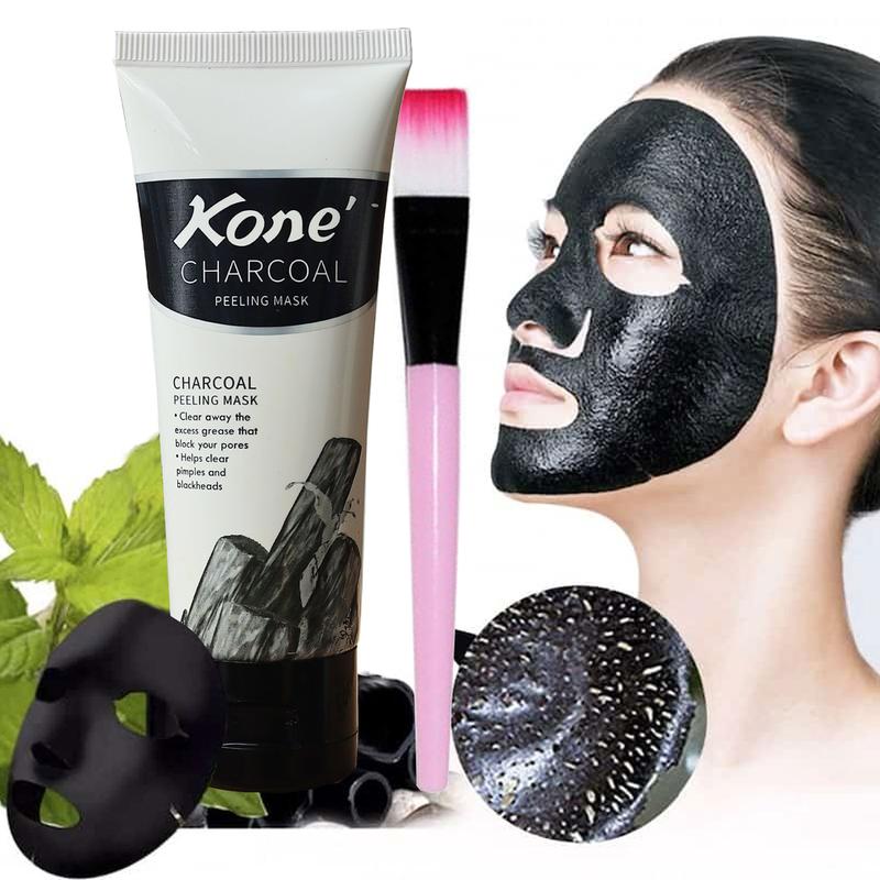 Mặt nạ lột mụn Kone 90g tặng cọ giúp tẩy tế bào chết lột mụn cám lột mụn đầu đen than tre nha đam