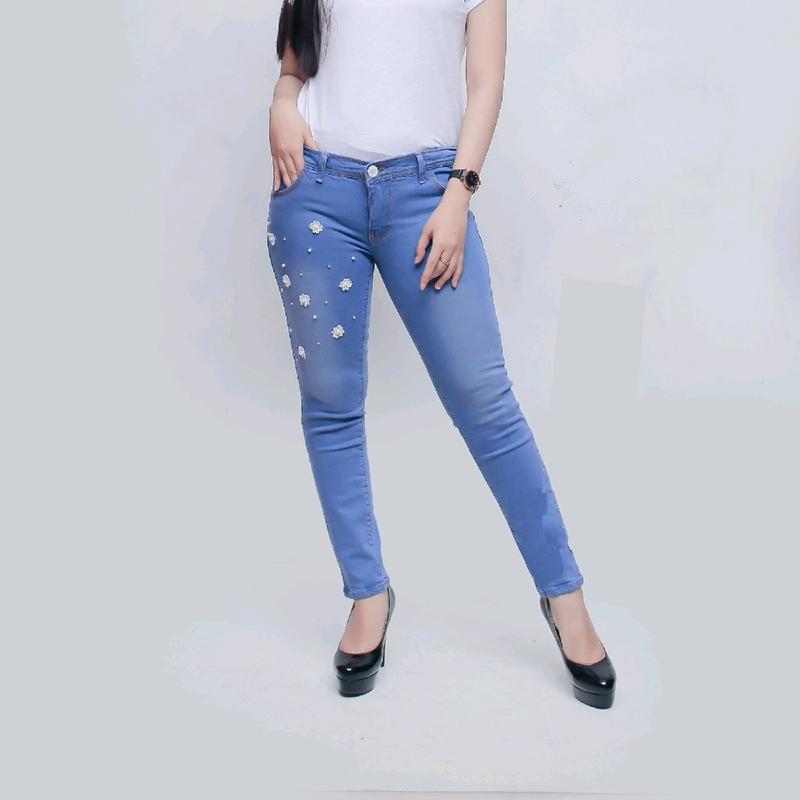 Celana jeans wanita mote bunga Melar Motif 4