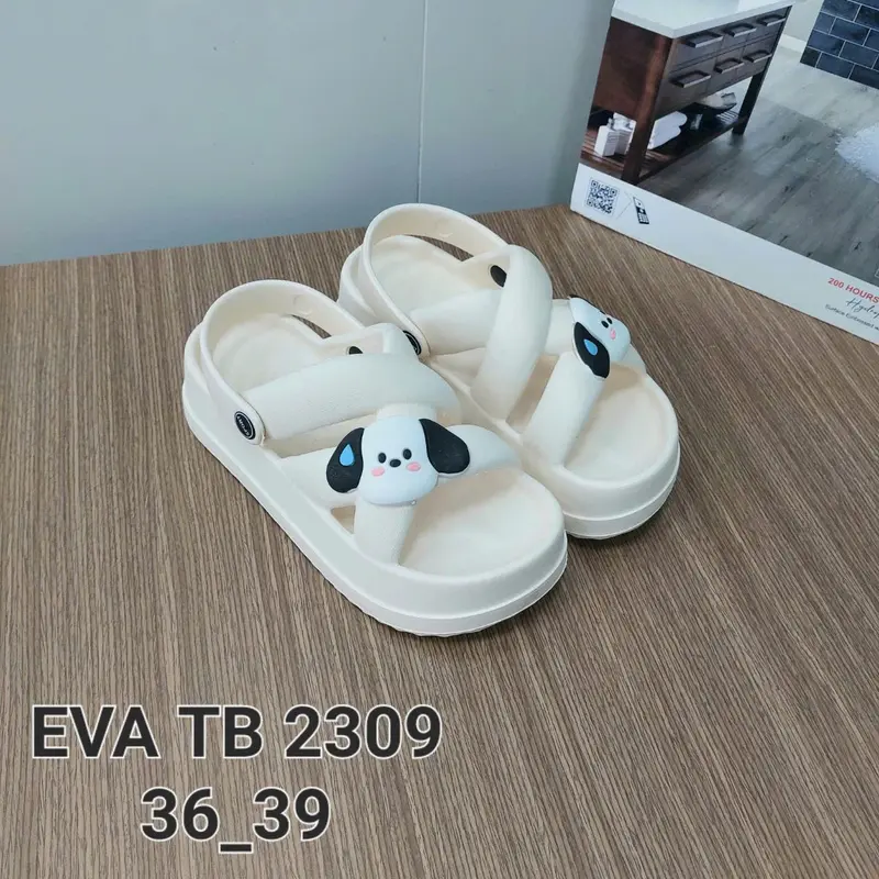 Dép Sandal gắn sticker HÌNH CÚN MÈO chất eva siêu bền nâng 5cm chiều cao 1