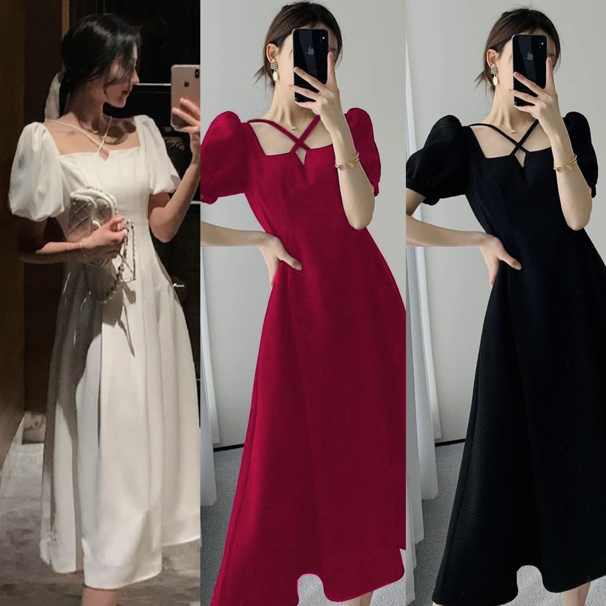 [Xả Kho] Thời Trang Bigsize Váy Dự Tiệc 50 - 100Kg Dài Cột Dây Chéo Cổ Nữ Dress Cotton Women - A.1153