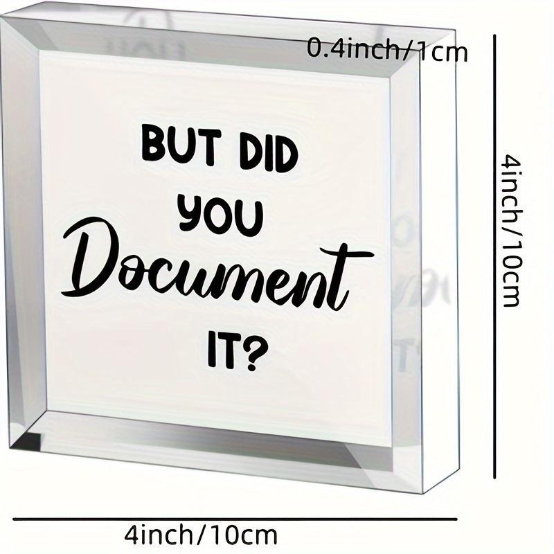 Square Acrylic Ornament, 1 Count Funny Letter Pattern Decorative Ornament, Desk Decoration for Home Office, Gift for Friends, Colleagues and Employees 1
