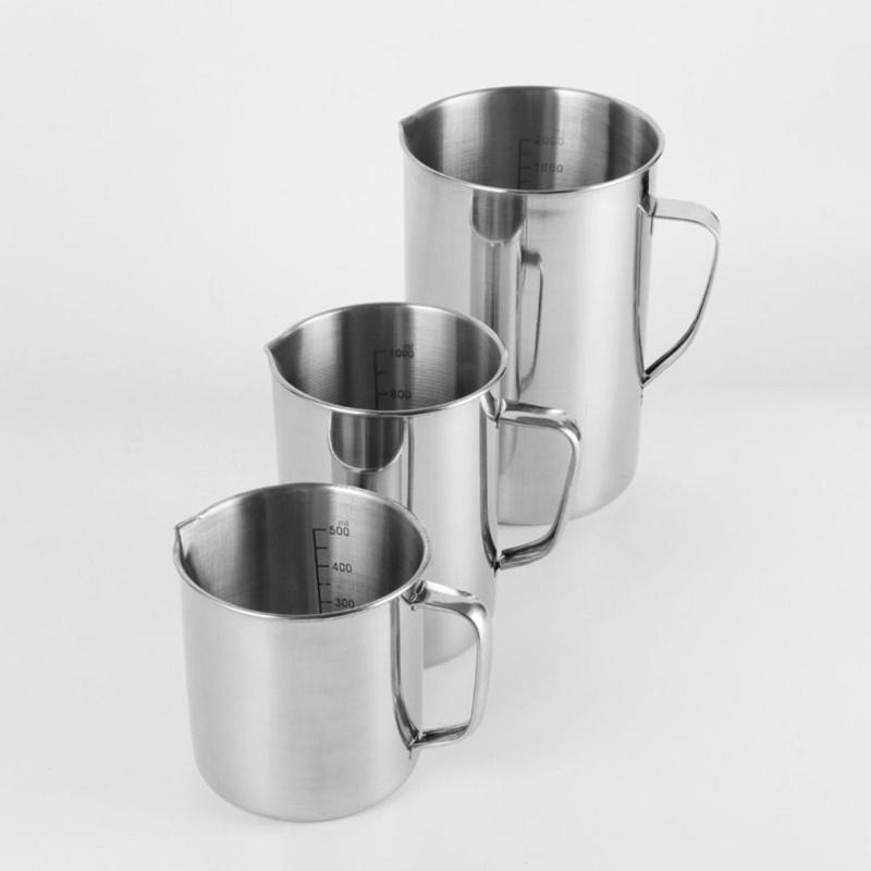 New Stainless Steel Laboratory Beaker 500ml 1000ml Measuring Cups Graduated Espresso Mugs Kitchen Tool 0