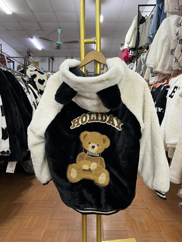   Xả Hàng  Áo khoác Nữ lông có gấu sau lưng Shop Ngắm Jacket Women Top Top 