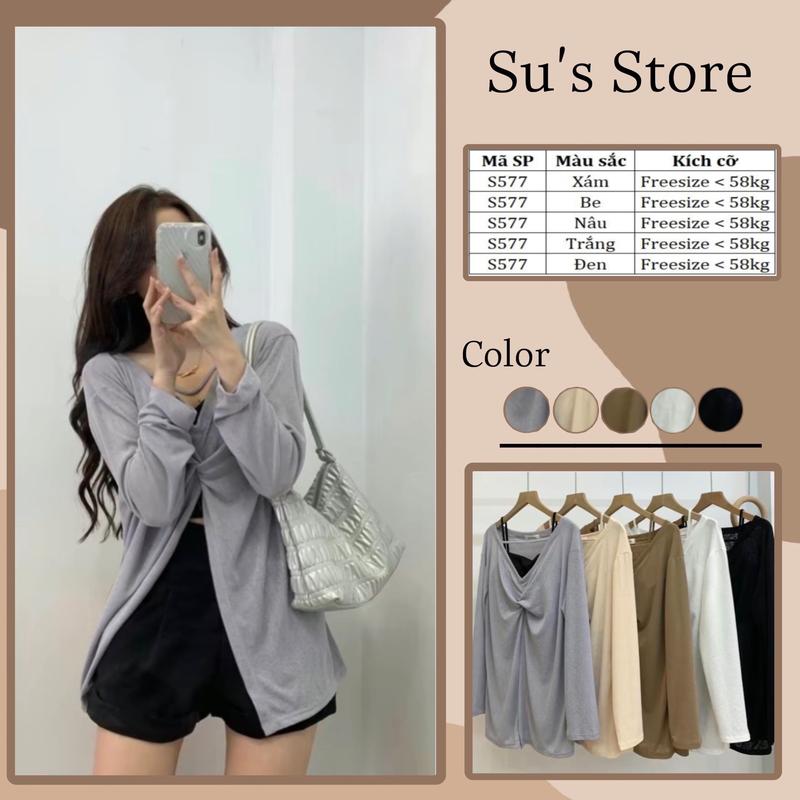 Set áo thun giấy xẻ trước kèm áo bra đệm ngực S577 SUSSTORE