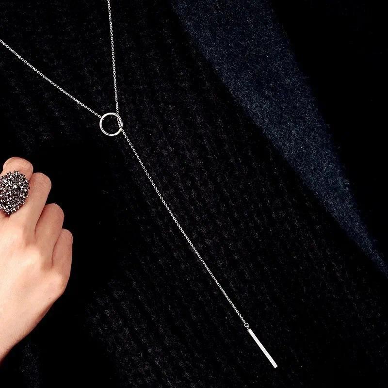 Product Introduction of 2024 Fashion Hot Sale Women Girls Circle Strip Long Chain Necklace Collares Kolye Bijoux Femme Choker Necklace 11