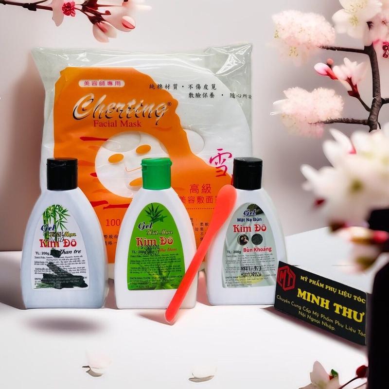 Combo gel Hút Mụn Kim Đô 200g Nha Đam_ Than Tre_ Bùn khoáng _ Mặt nạ 100 miếng cao cấp Tặng kèm muỗng nhựa tiện lợi khi sử dụng Làm Đẹp Da Skincare Chăm Sóc Da Nữ geltay notruoi Women Dưỡng Ẩm Da