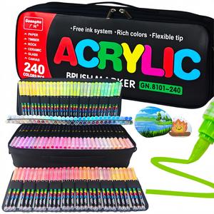 Pincel Marcador Acrílico, 1 Set de Pluma para Pintura Acrílica con Punta de Pincel Suave, Materiales de Arte Pluma Impermeable para Vidrio, Piedra, Madera, Plástico y Papel