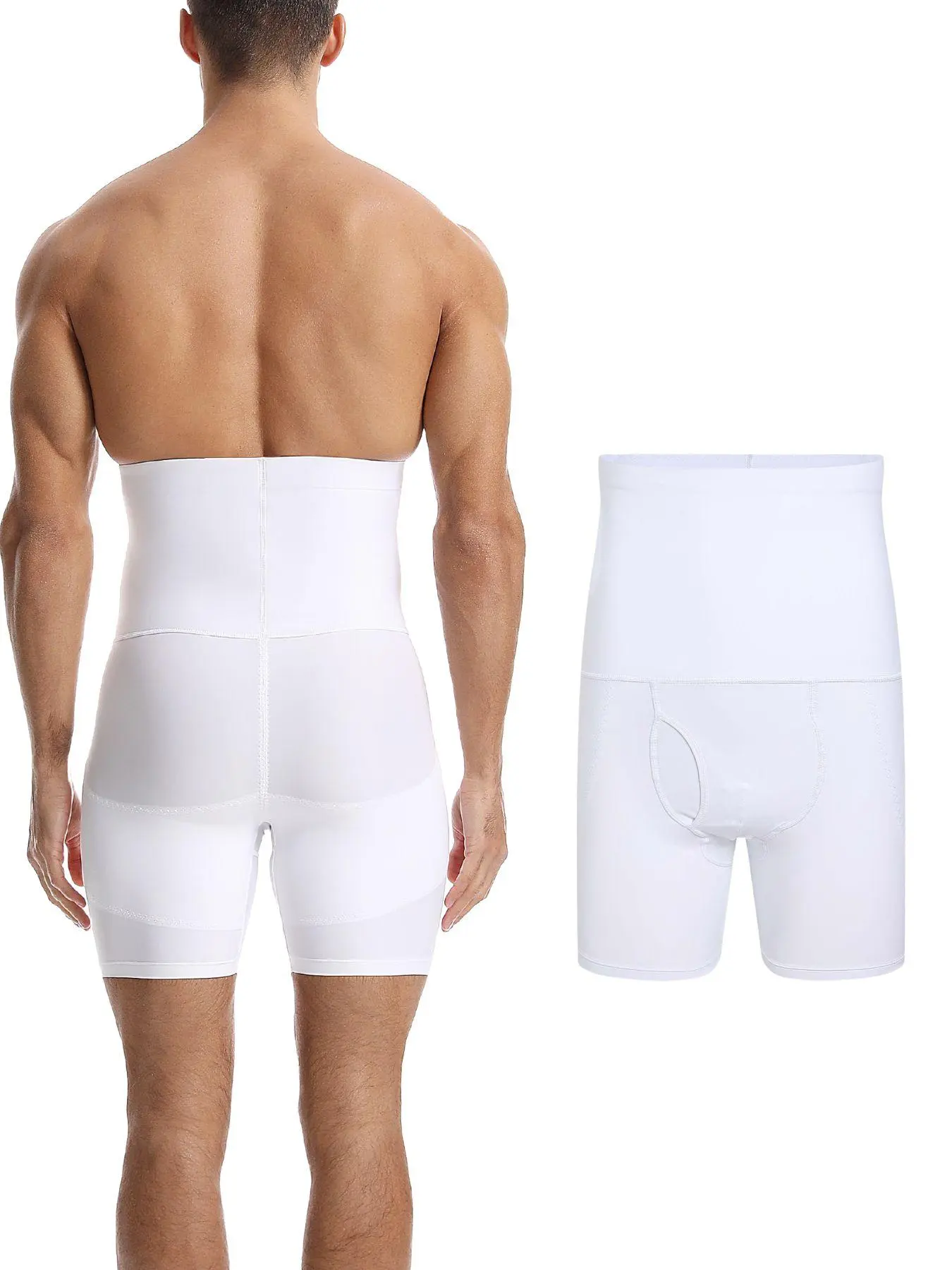 Men's Solid High Waist Shapewear Boxer, Tummy Control Butt Lifting Shapewear Bottoms, Underwear for Men