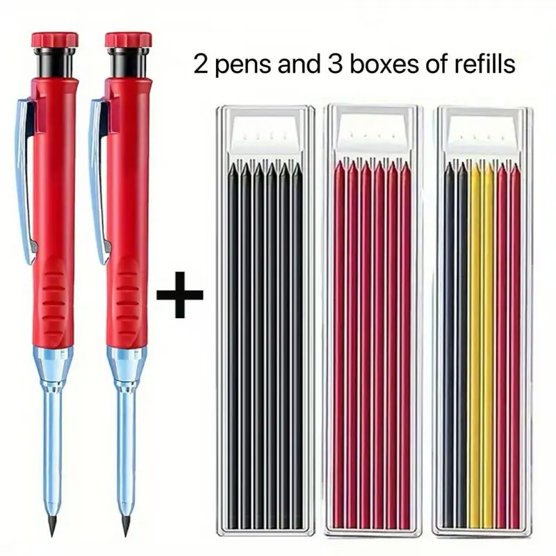 Automatic Pencil Set, 5 Counts/set Including 2 Counts Pencil & 3 Counts Lead Refill,  Mechanical Pencil for Woodworking, Architecture, Drawing 8