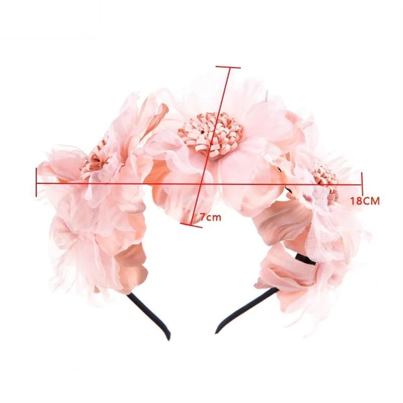 Product Introduction of New Solid Color Simulation Garland Bride Wedding Headwear Mesh Flower Headband Girls Headband Performance Hair Accessories 13