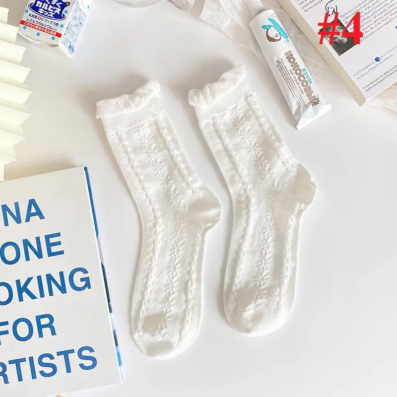 Tất cổ cao, vớ cổ cao nữ trắng vải cotton M08 5