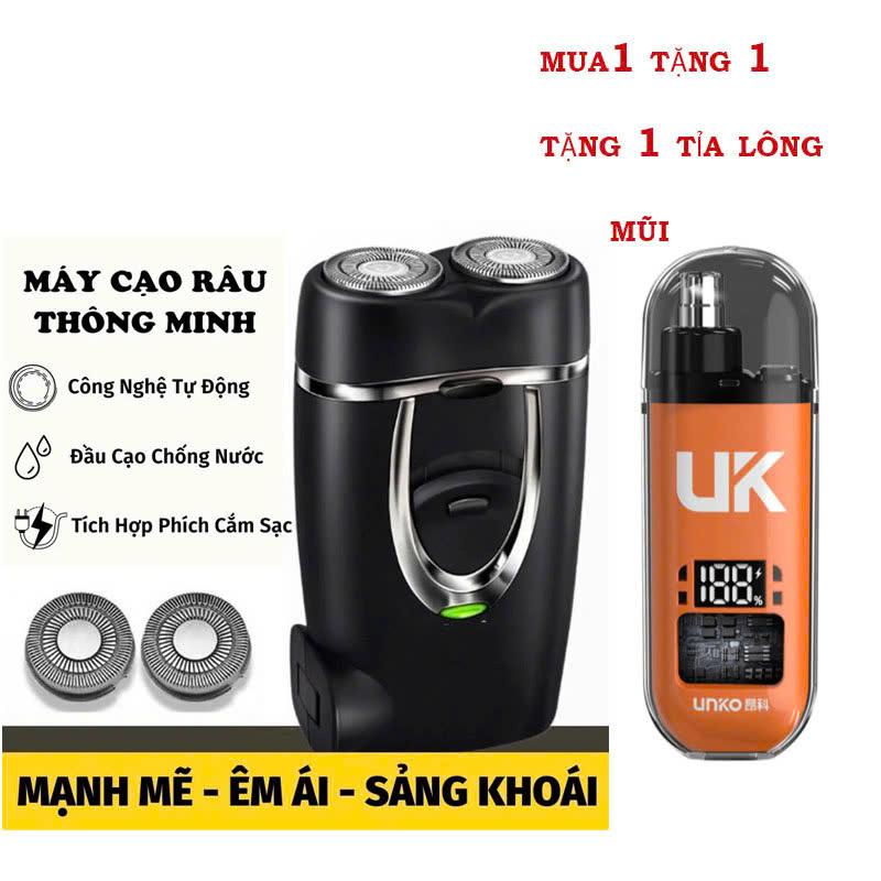 [ Tặng Máy Tỉa Mũi UK ] Máy cạo râu nam 2 lưỡi mài tự bén LK-188, sạc điện 220v trực tiếp dễ dàng tiện lợi