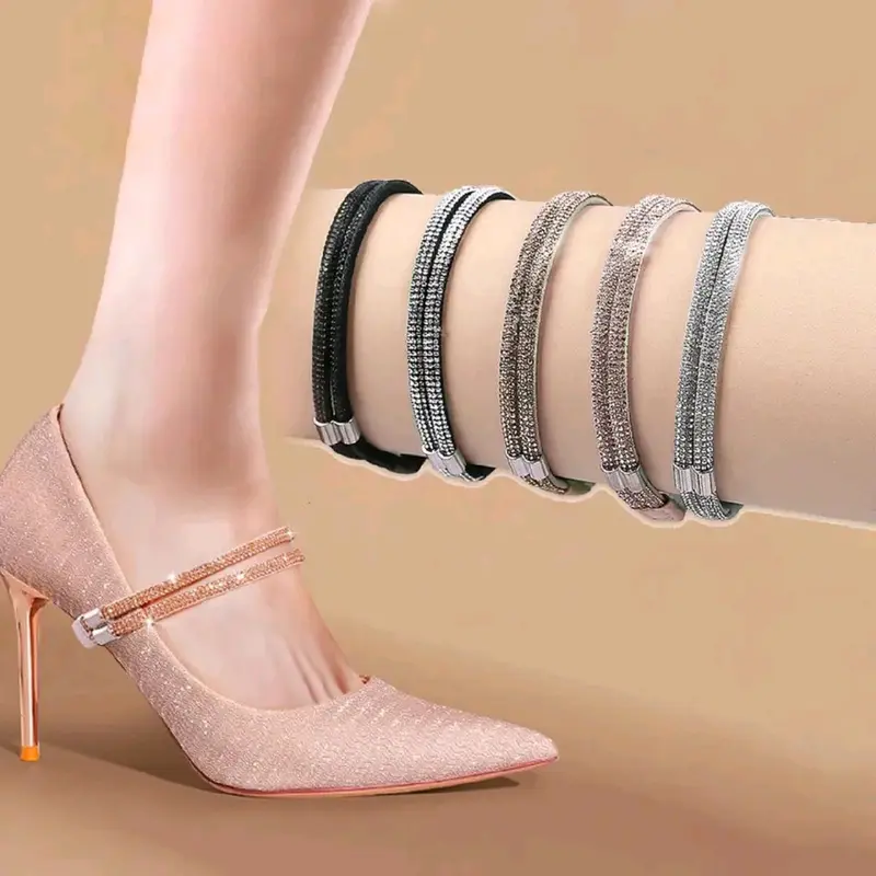 Quai giày chống rộng chống tuột gót chân đính đá sang trọng dây  cố định cao 2