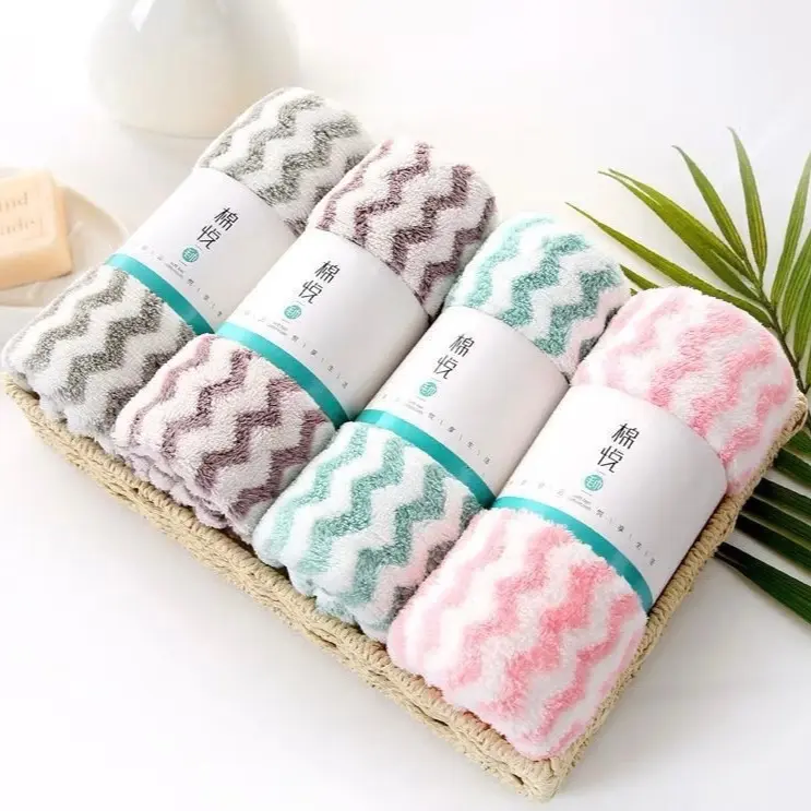 ￼Khăn mặt lông cừu xuất Hàn vân kẻ sọc 30x50cm 8
