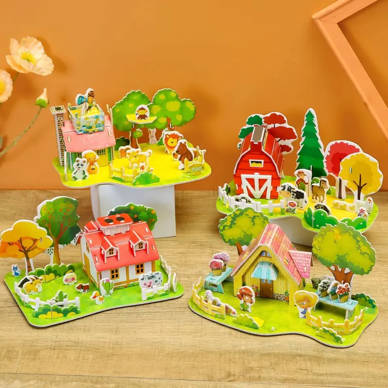Dovana Mainan Puzzle Kertas 3D Size Kecil Garden House Small Zoo Edukasi Anak Kreatif Bahan Busa Foam Paper 2